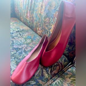 Christian Siriano Red Modern Squared Toe Ballet Flats Leather-look (8)
